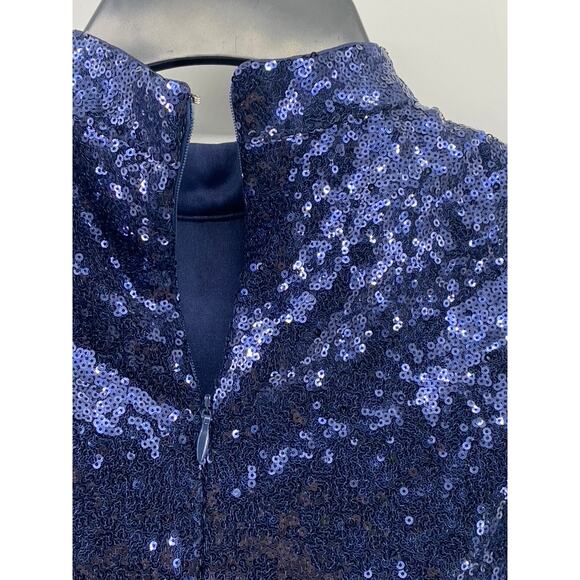 FASHION NOVA Women's Navy-Gold Ombre Sequin Dimmed With Smoke Mini Dress SZ S - Picture 6 of 11